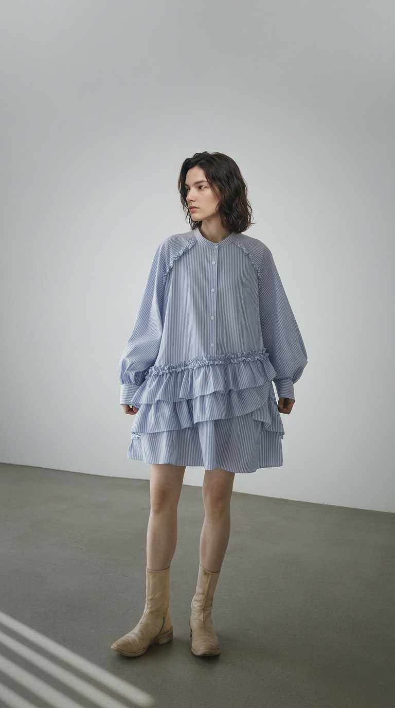 Ruffle Shirt Dress