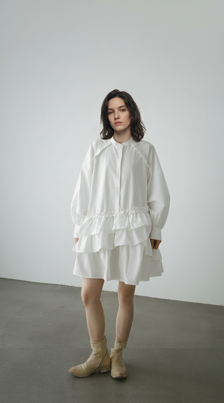 Ruffle Shirt Dress
