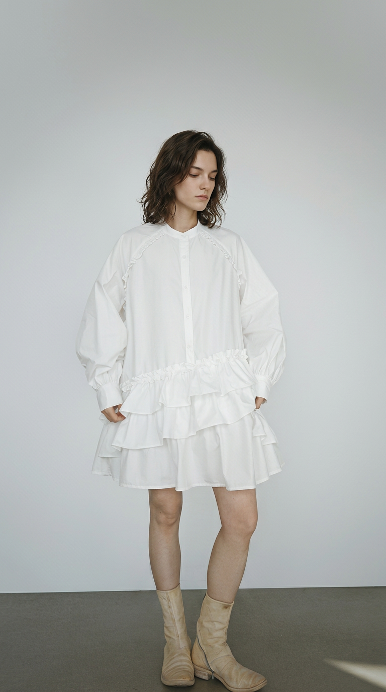 Ruffle Shirt Dress