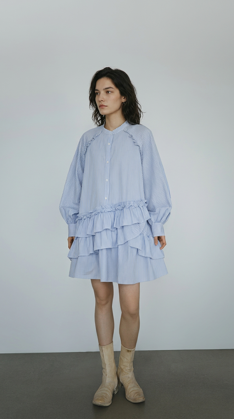 Ruffle Shirt Dress