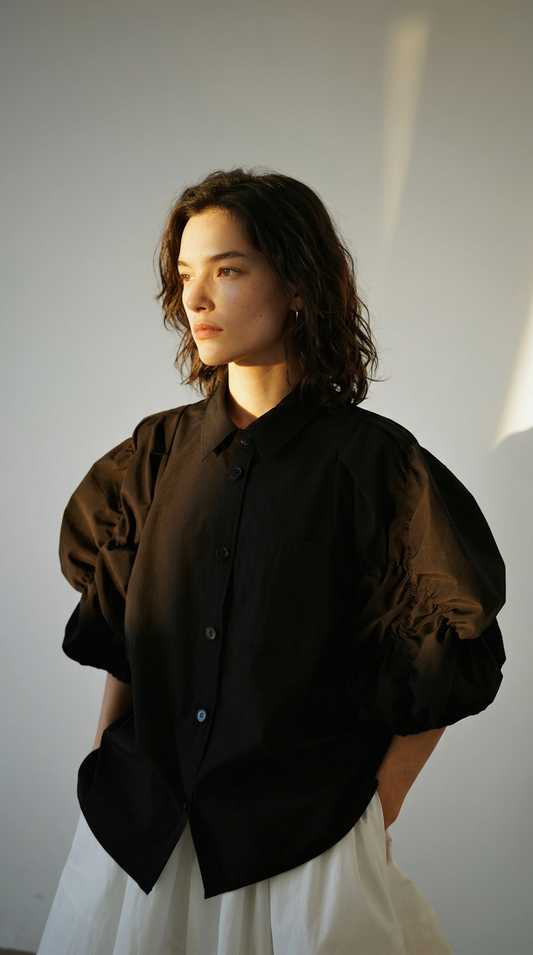 Ruched Puff Sleeve Blouse