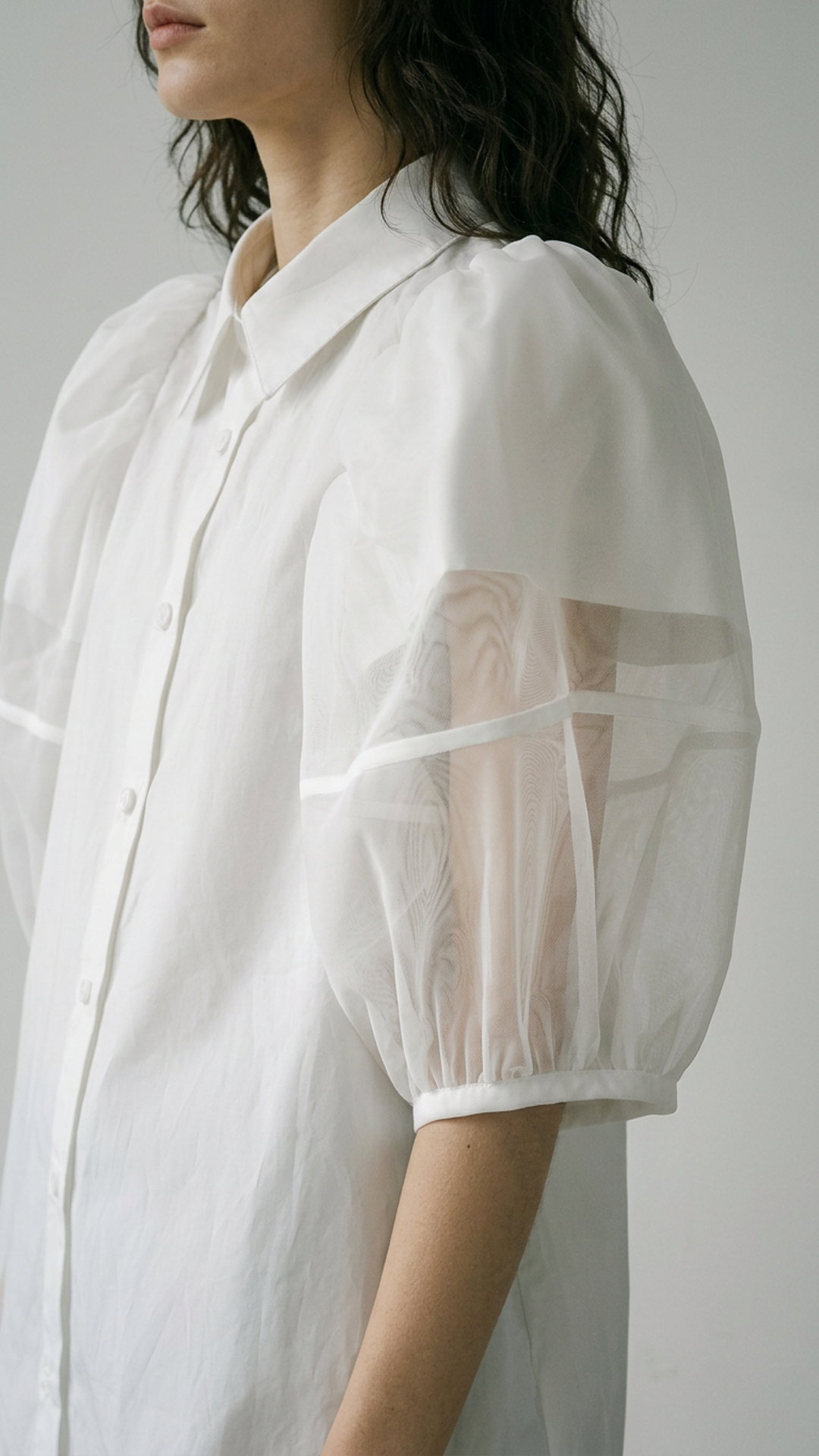 Mesh Puff Sleeve Shirt