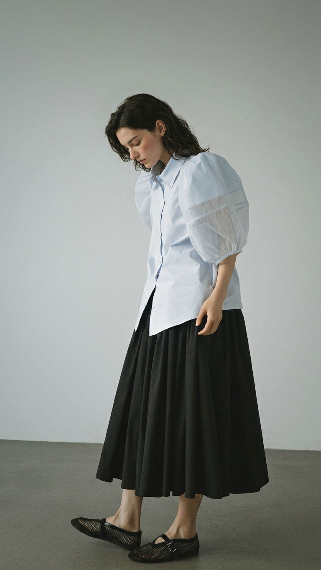 Mesh Puff Sleeve Shirt